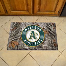 Oakland Athletics Scrapper Doormat - 19 x 30 Rubber (Field & Logo: Camo & Logo)