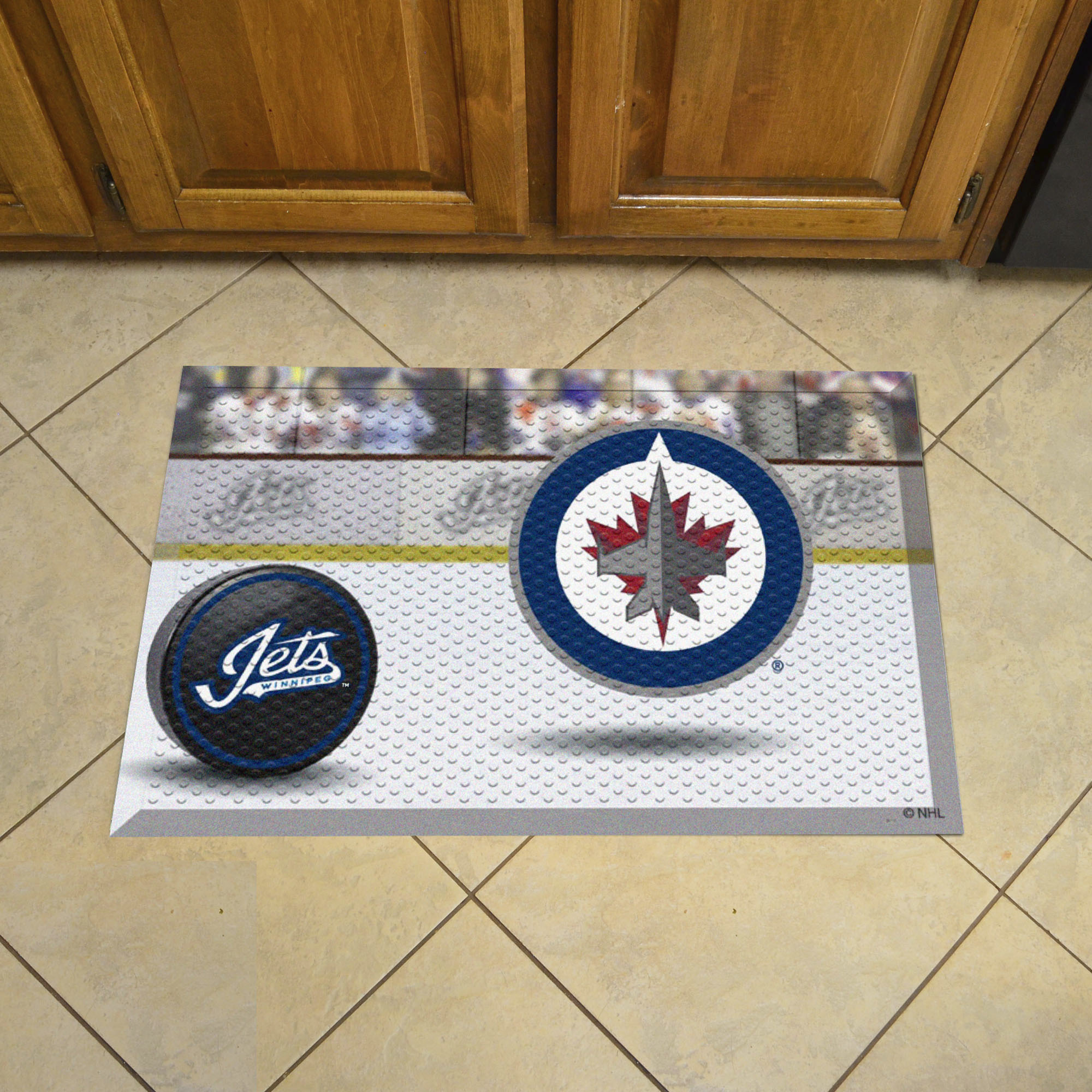 Winnipeg Jets Scrapper Doormat - 19" x 30" Rubber (Camo or Rink Design: Rink & Logo)