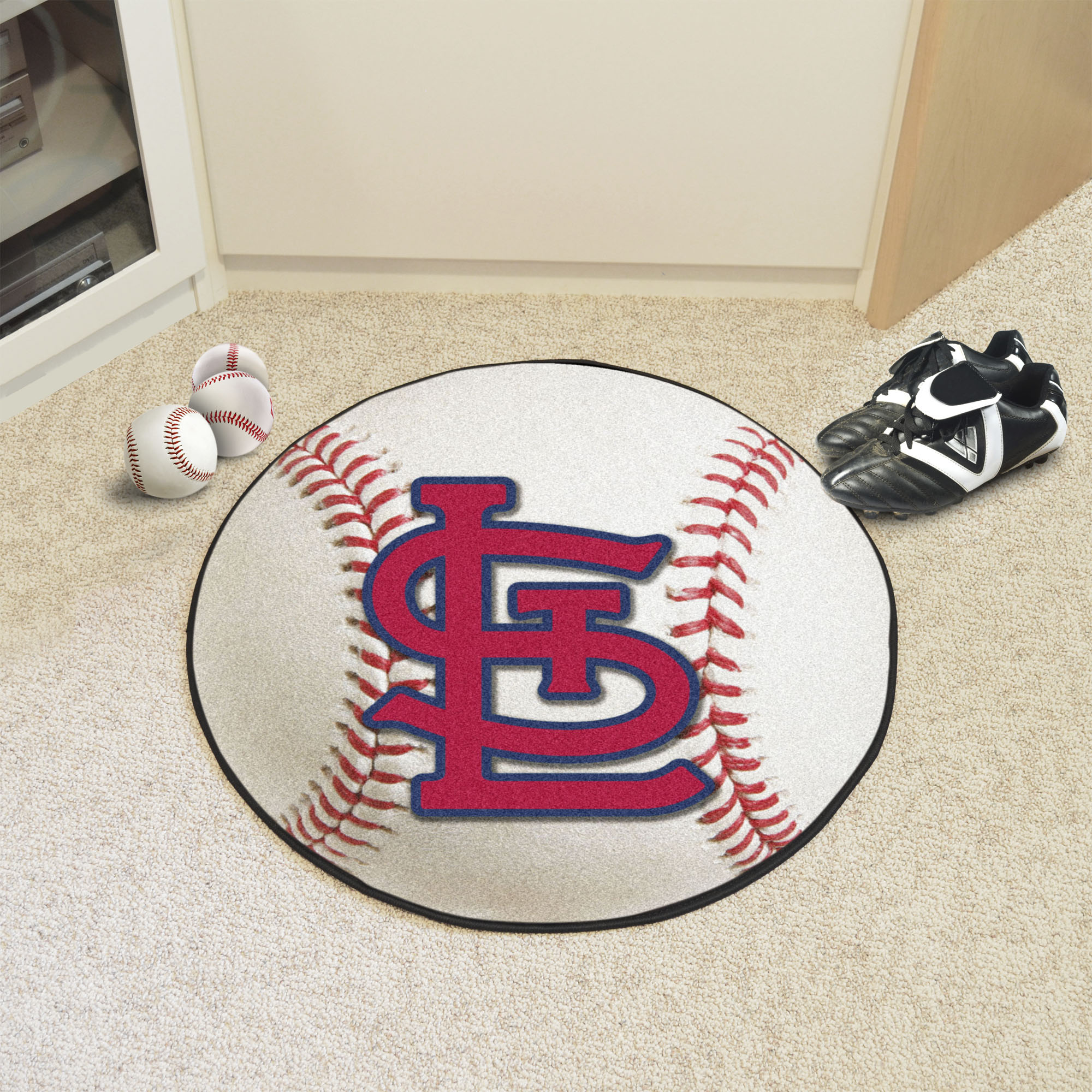 St. Louis Cardinals Baseball Shaped Area Rug â€“ 22 x 35 (Field & Logo: Field & Logo)