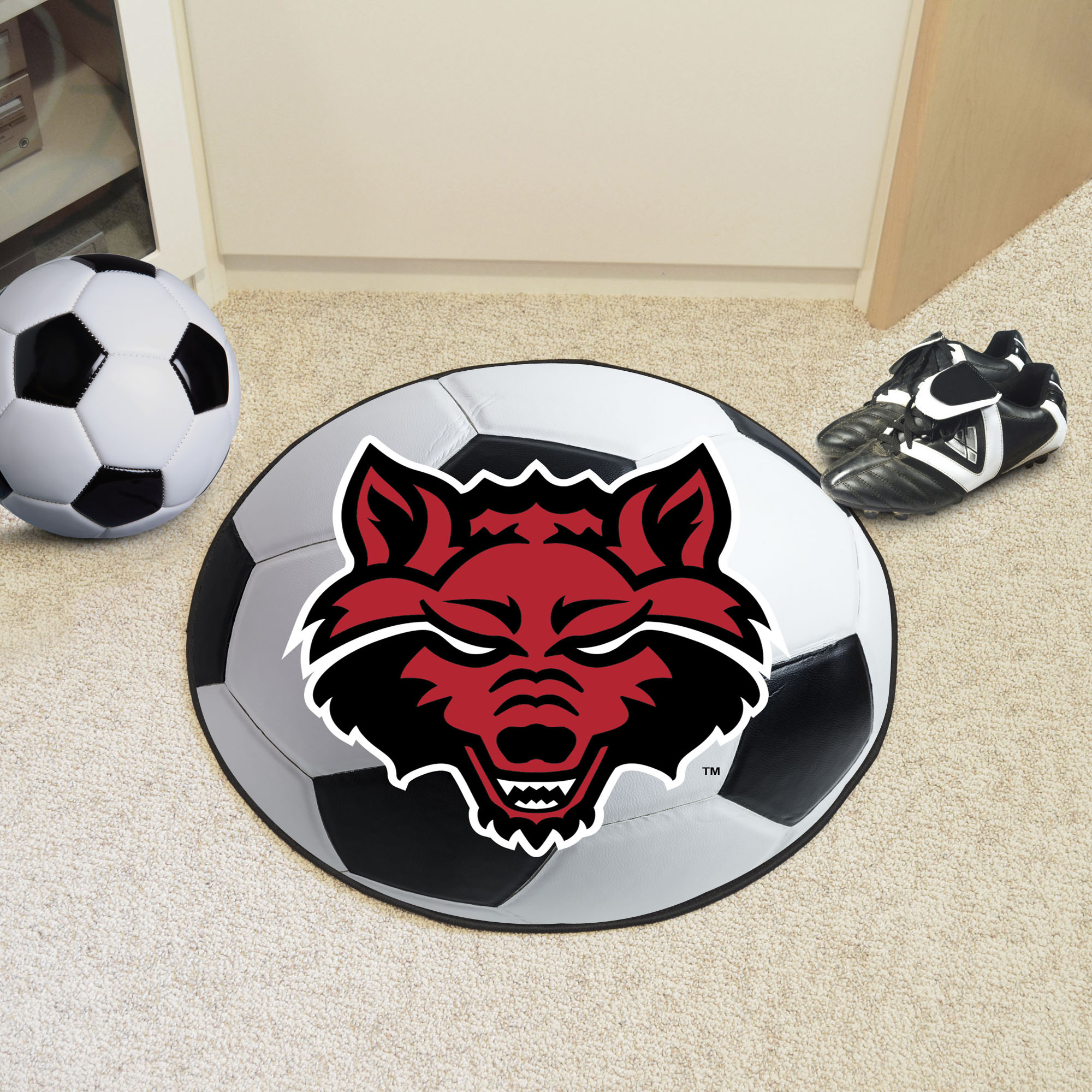 Arkansas State University Ball-Shaped Area Rugs (Ball Shaped Area Rugs: Soccer Ball)