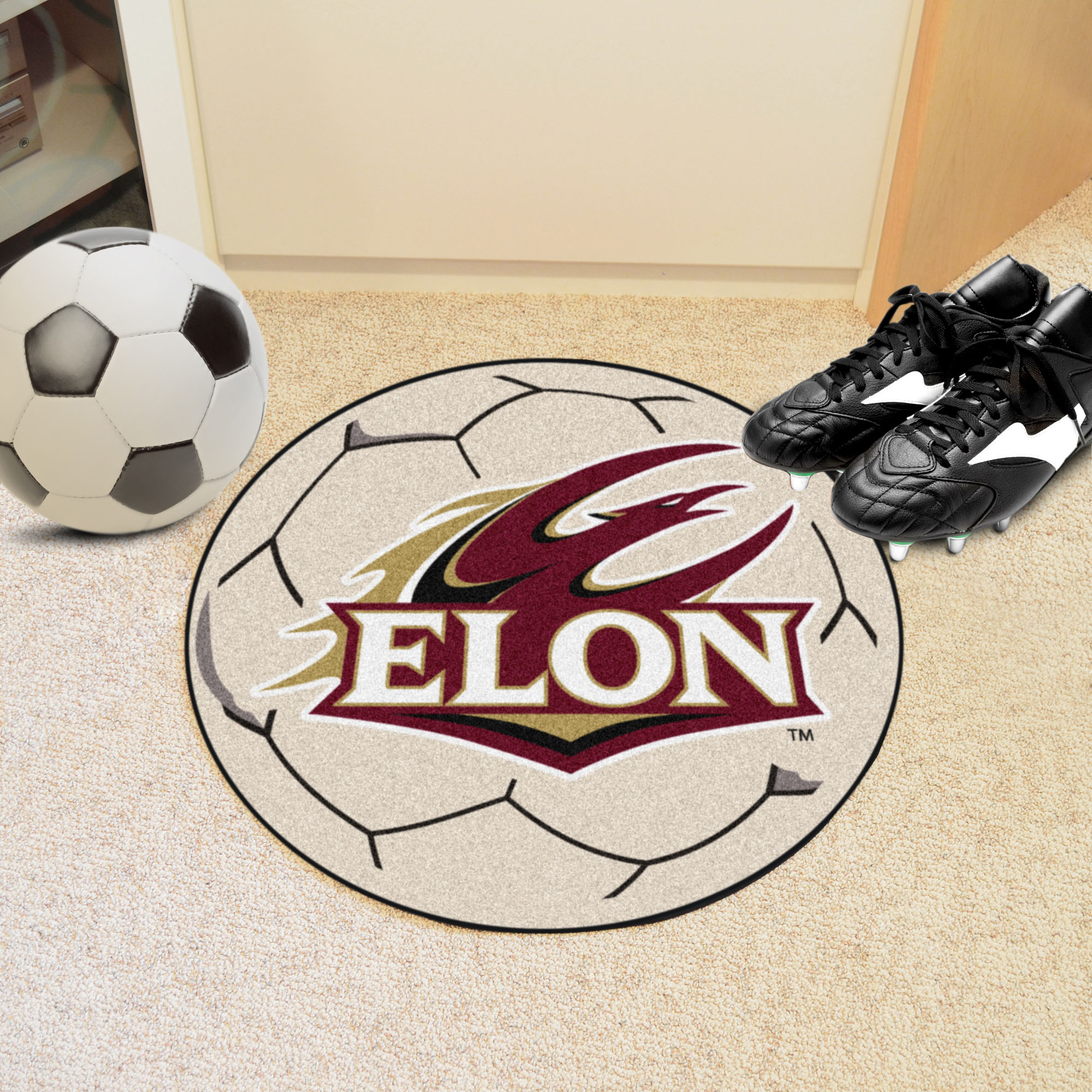 Elon University Ball Shaped Area Rugs (Ball Shaped Area Rugs: Soccer Ball)