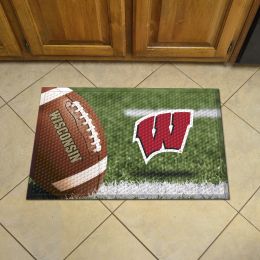 University of Wisconsin Scrapper Doormat - 19" x 30" Rubber (Field & Logo: Football Field)