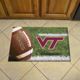 Virginia Tech Scrapper Doormat - 19 x 30 Rubber (Field & Logo: Football Field)