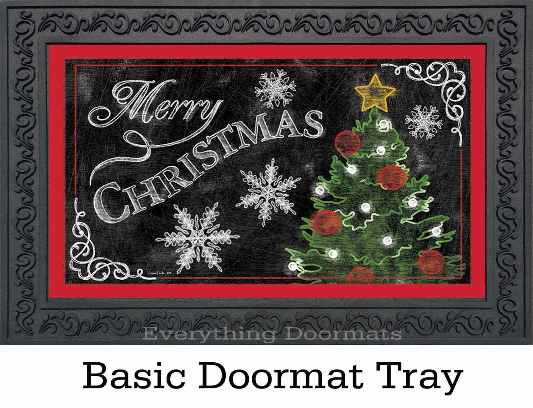 Indoor & Outdoor Merry Christmas Tree Insert Doormat