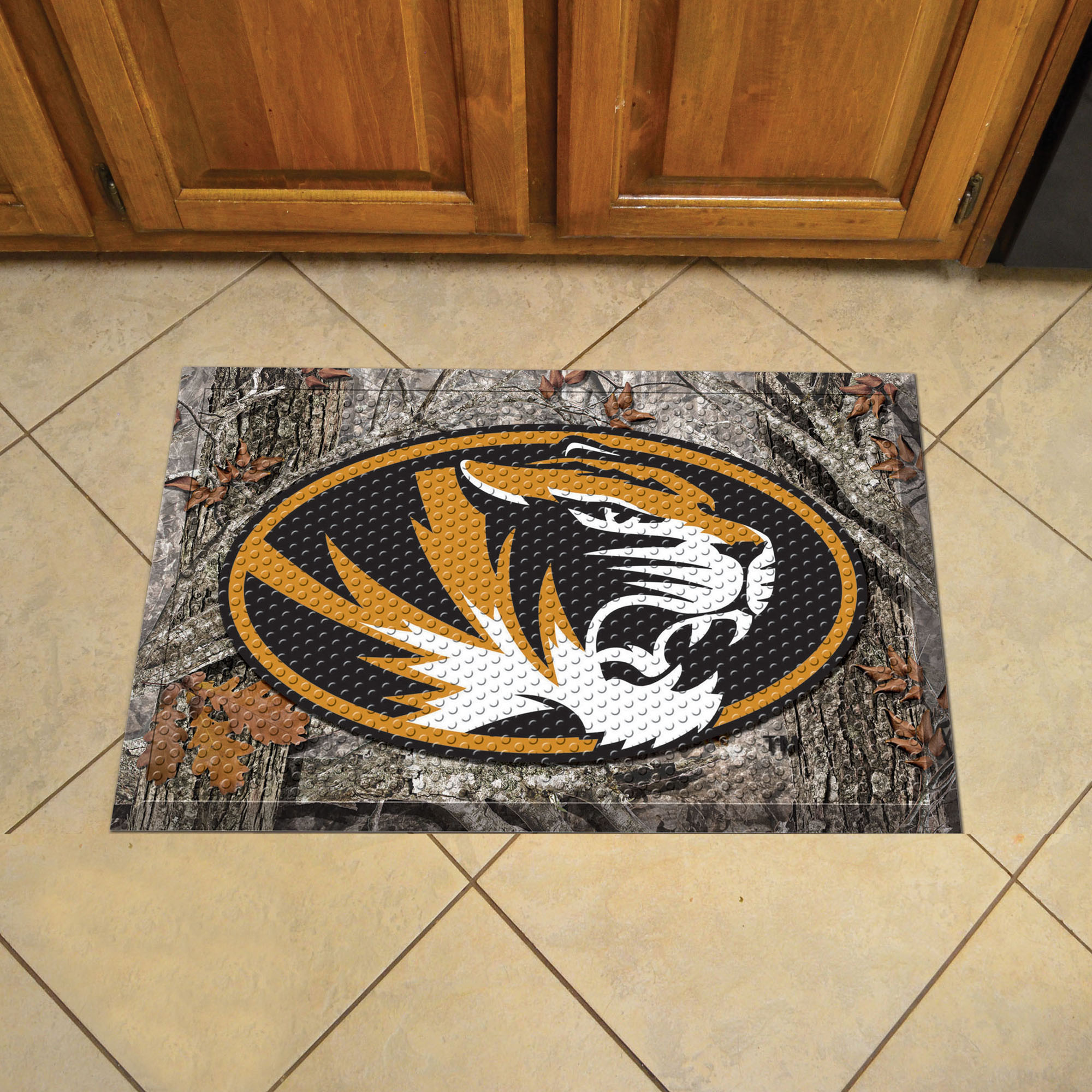 University of Missouri Scrapper Doormat - 19" x 30" Rubber (Field & Logo: Camo & Logo)