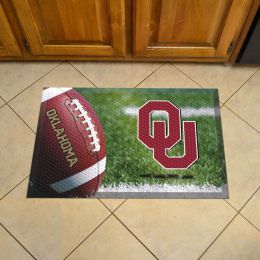 Oklahoma Scrapper Doormat - 19 x 30 Rubber (Field & Logo: Football Field)