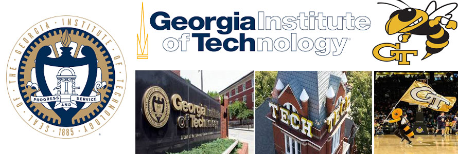 Georgia Tech Yellow Jackets crest, school sign & buildings, mascot and log header image by everythingdoormats.