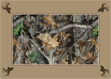 Timber Realtree Bordered Leaves & Branches Camouflage Area Rug
