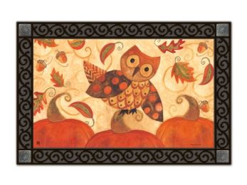 Fall Frolic Owl Recycled Rubber Backed Seasonal MatMates Doormat