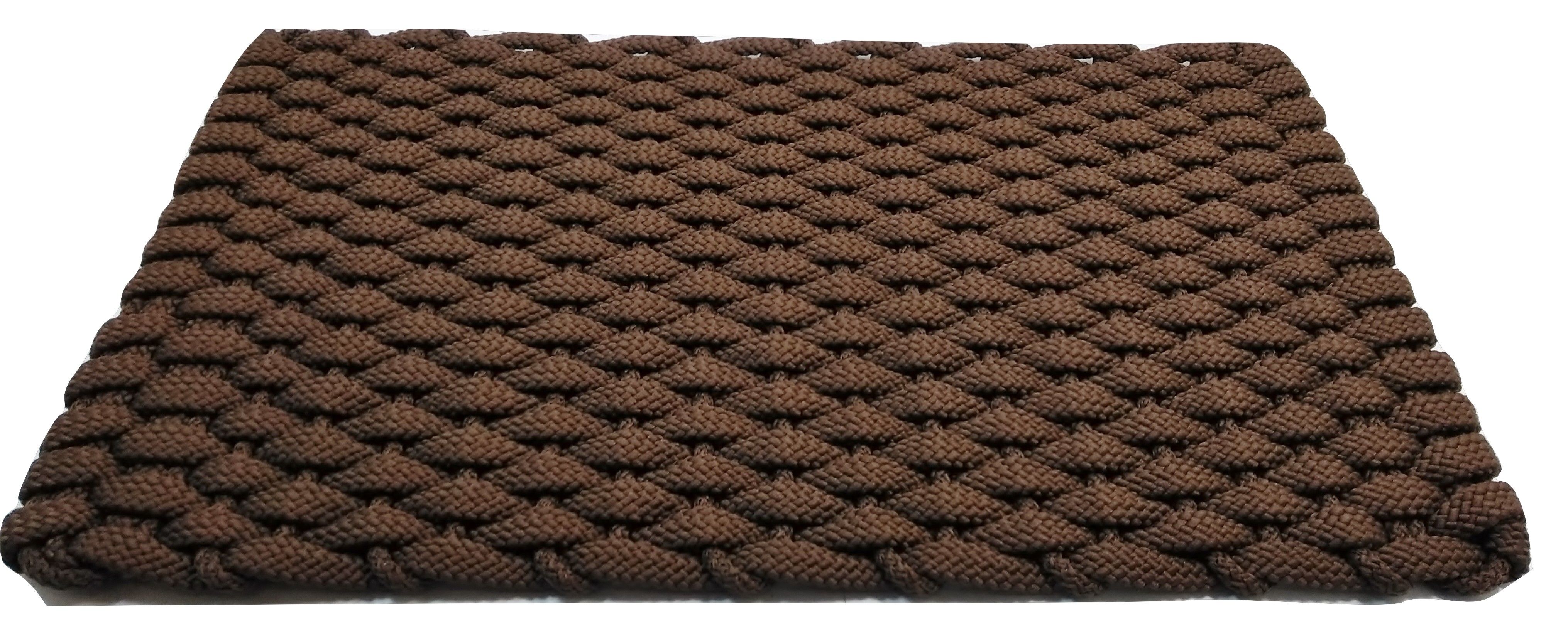 Brown Rockport Flat Rope Hand Woven Floor Mat with Brown Inserts