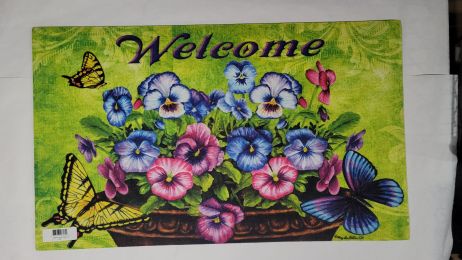 Pansy Welcome Indoor & Outdoor Doormat - 18 x 30