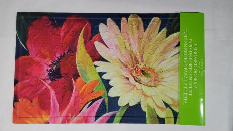 Embossed Floral Fanfare Doormat - 19 x 30