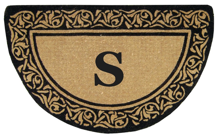 Half Round Monogrammed Bella Border Coir Doormat Monogrammed Bella Border Coir Doormat