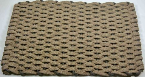 Tan with Brown USA Made Hand Woven Rope Floor Mat