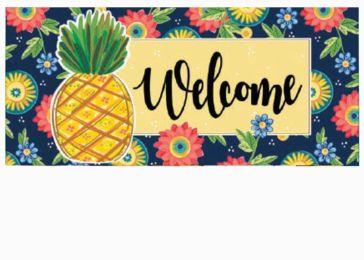 Pineapple and Florals Sassafras Mat - 10 x 22 Insert Doormat