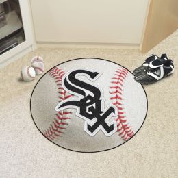 Chicago White Sox Baseball Shaped Area Rug â€“ 22 x 35