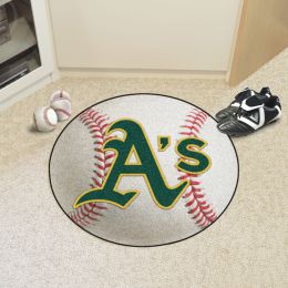 Oakland Athletics Baseball Shaped Area Rug â€“ 22 x 35