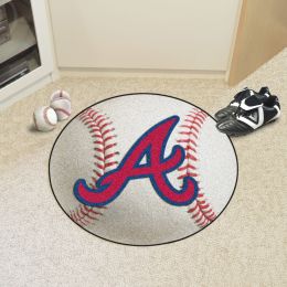 Atlanta Braves Baseball Shaped Area Rug â€“ 22 x 35