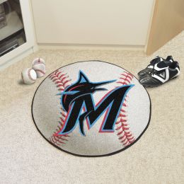 Miami Marlins Baseball Shaped Area Rug â€“ 22 x 35