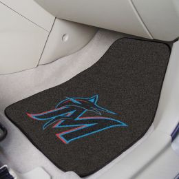 Miami Marlins 2pc Carpet Car Mat Set â€“ 17 x 27