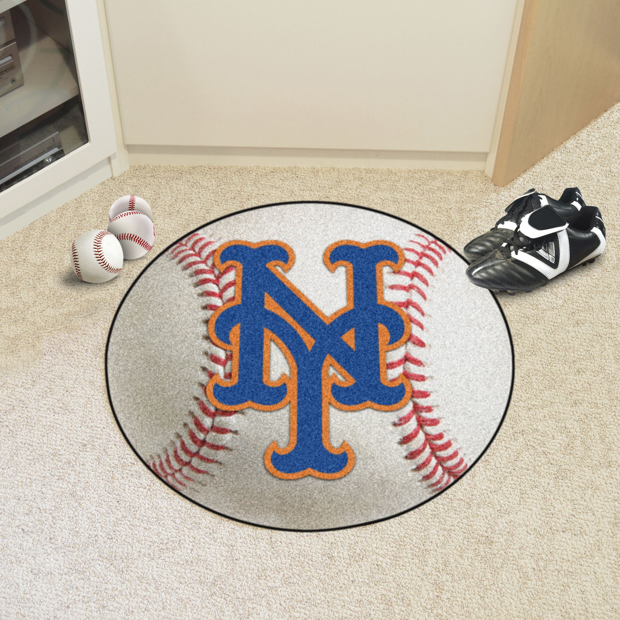 New York Mets Baseball Shaped Area Rug 22 x 35