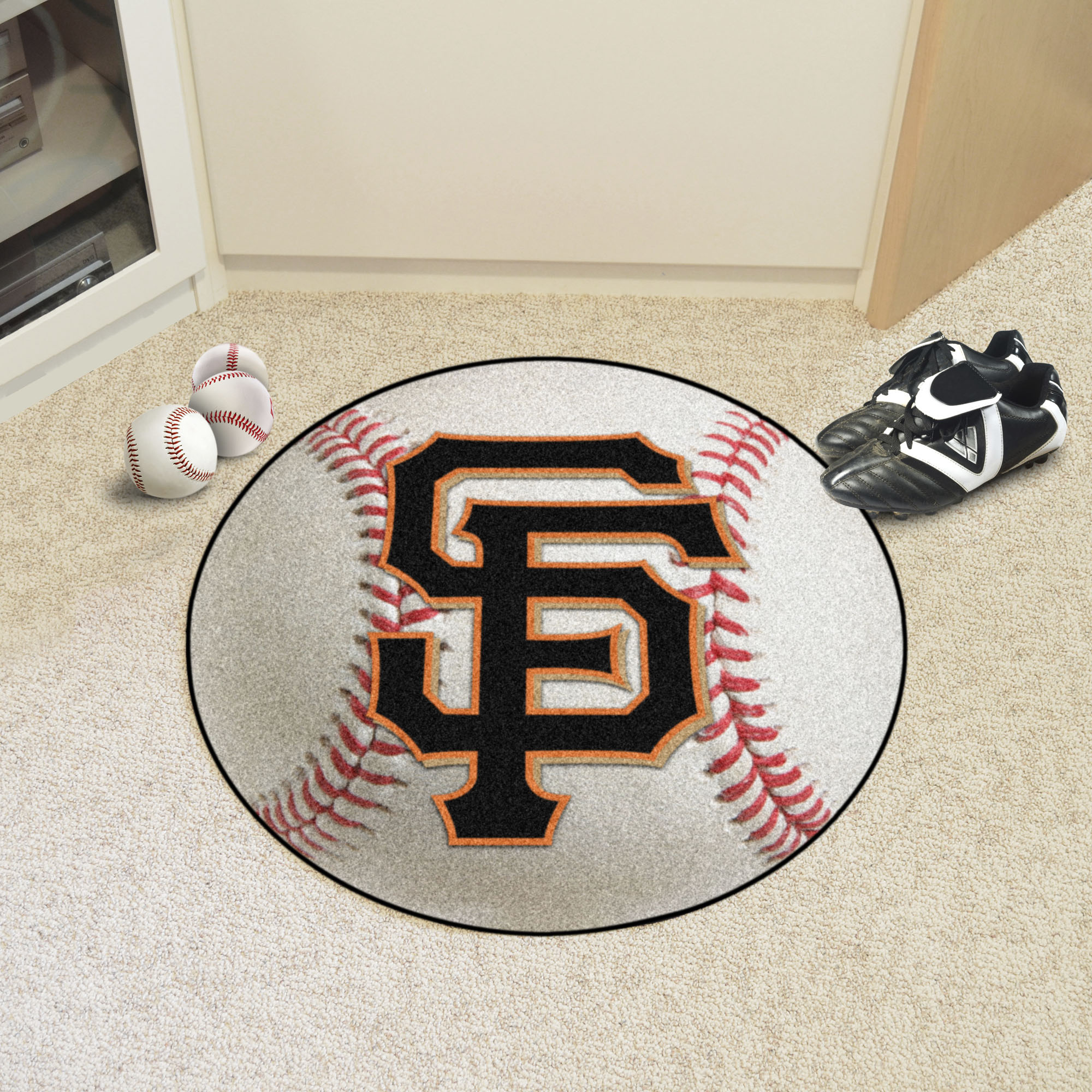 San Francisco Giants Baseball Shaped Area Rug â€“ 22 x 35