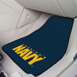 US Navy 2pc Carpet Car Mat Set - Nylon & Vinyl