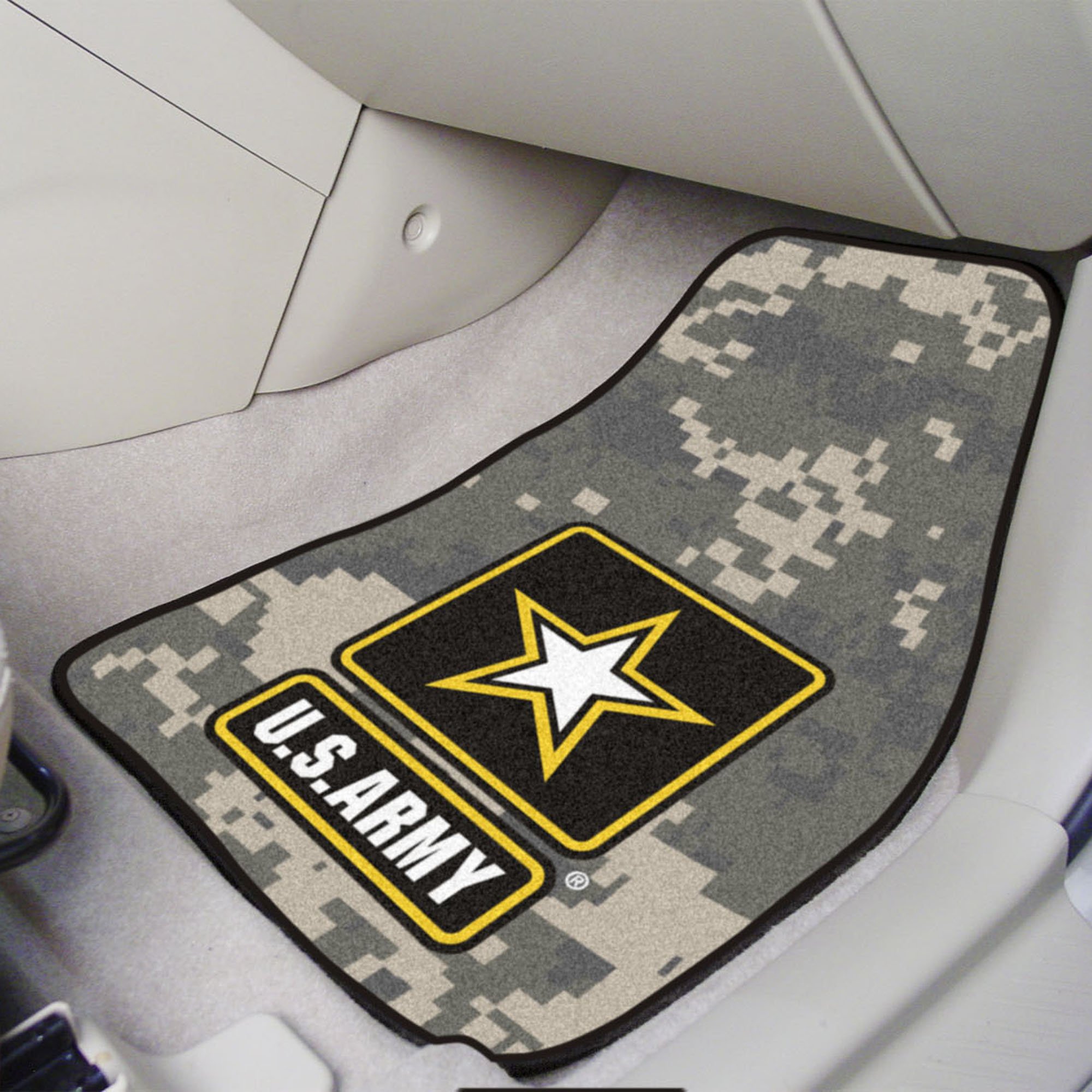 US Army 2pc Carpet Car Mat Set Camo Nylon & Vinyl