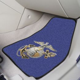 US Marines 2pc Carpet Logo Car Mat Set - Nylon & Vinyl