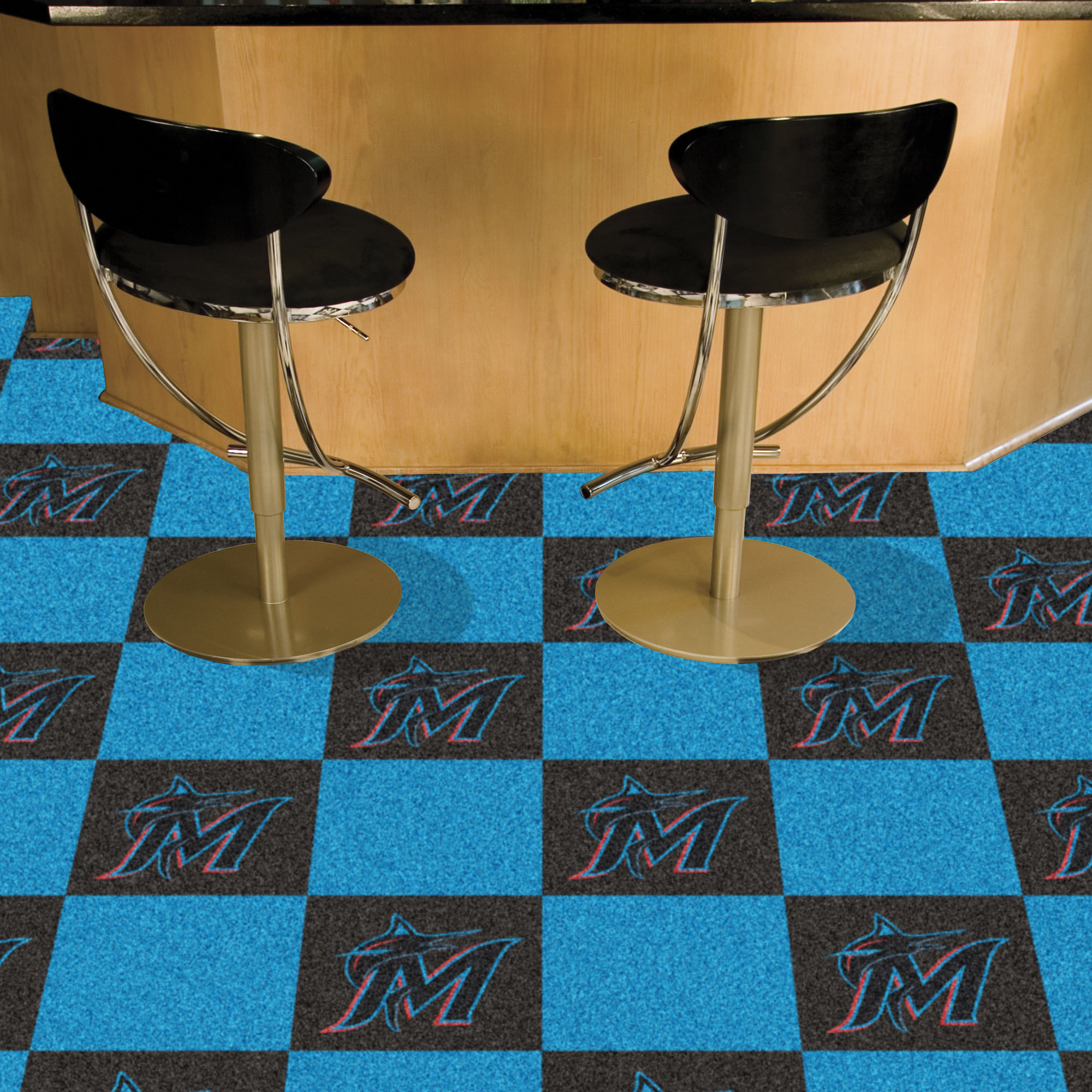 Miami Marlins Team Carpet Tiles - 45 sq ft