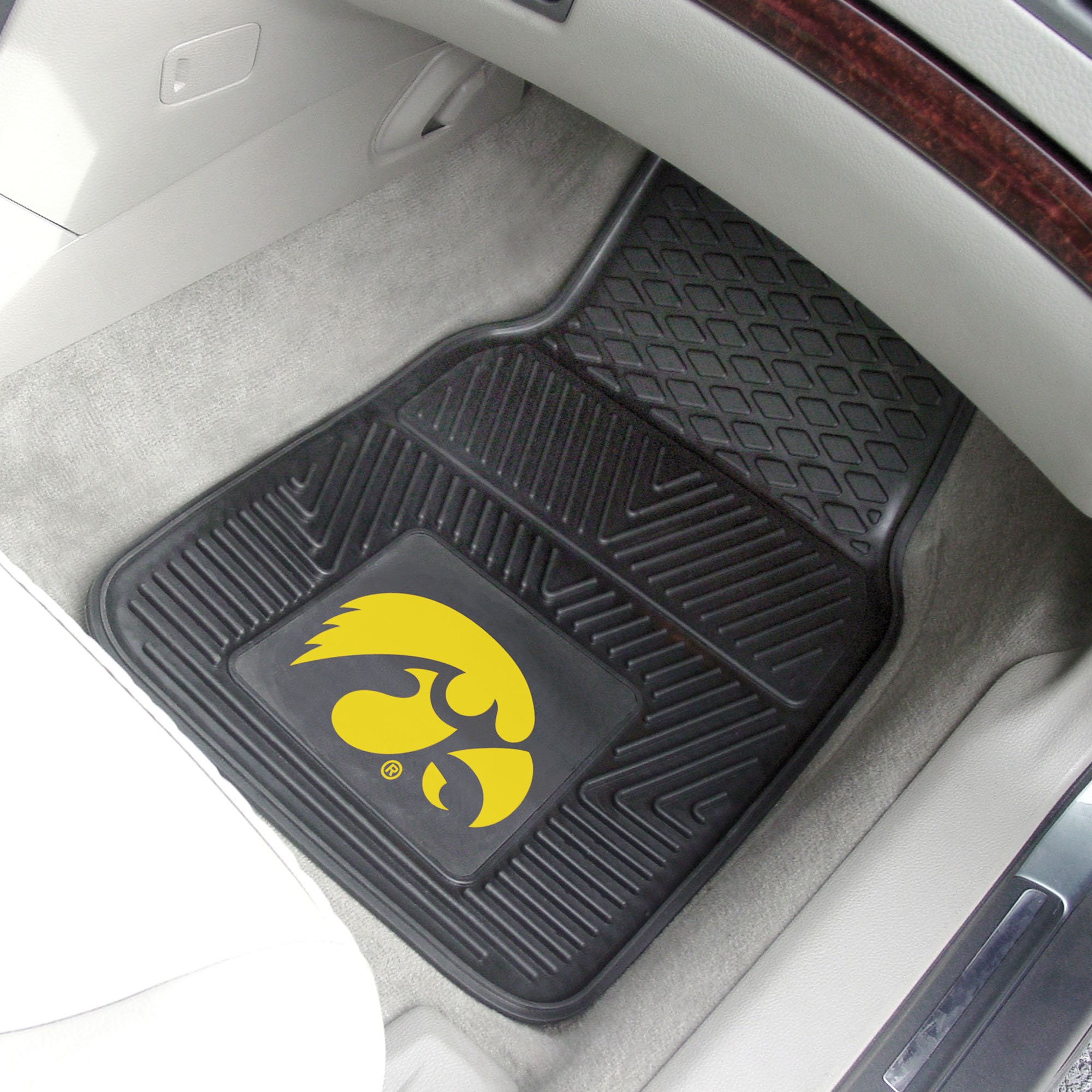 University of Iowa Non-Slip 2pc Heavy Duty Vinyl Car Mat Set