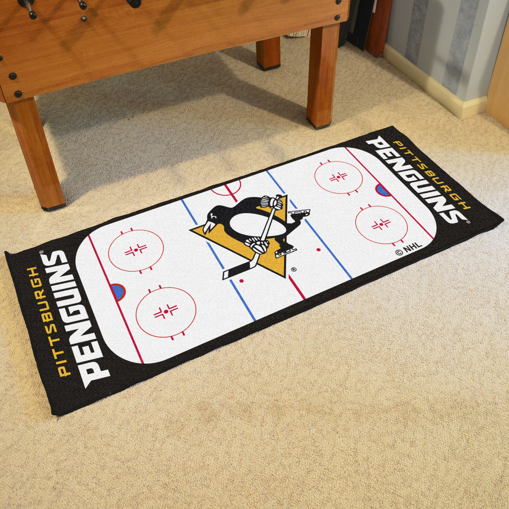 Pittsburgh Penguins Rink Runner Mat - Nylon 30 x 72