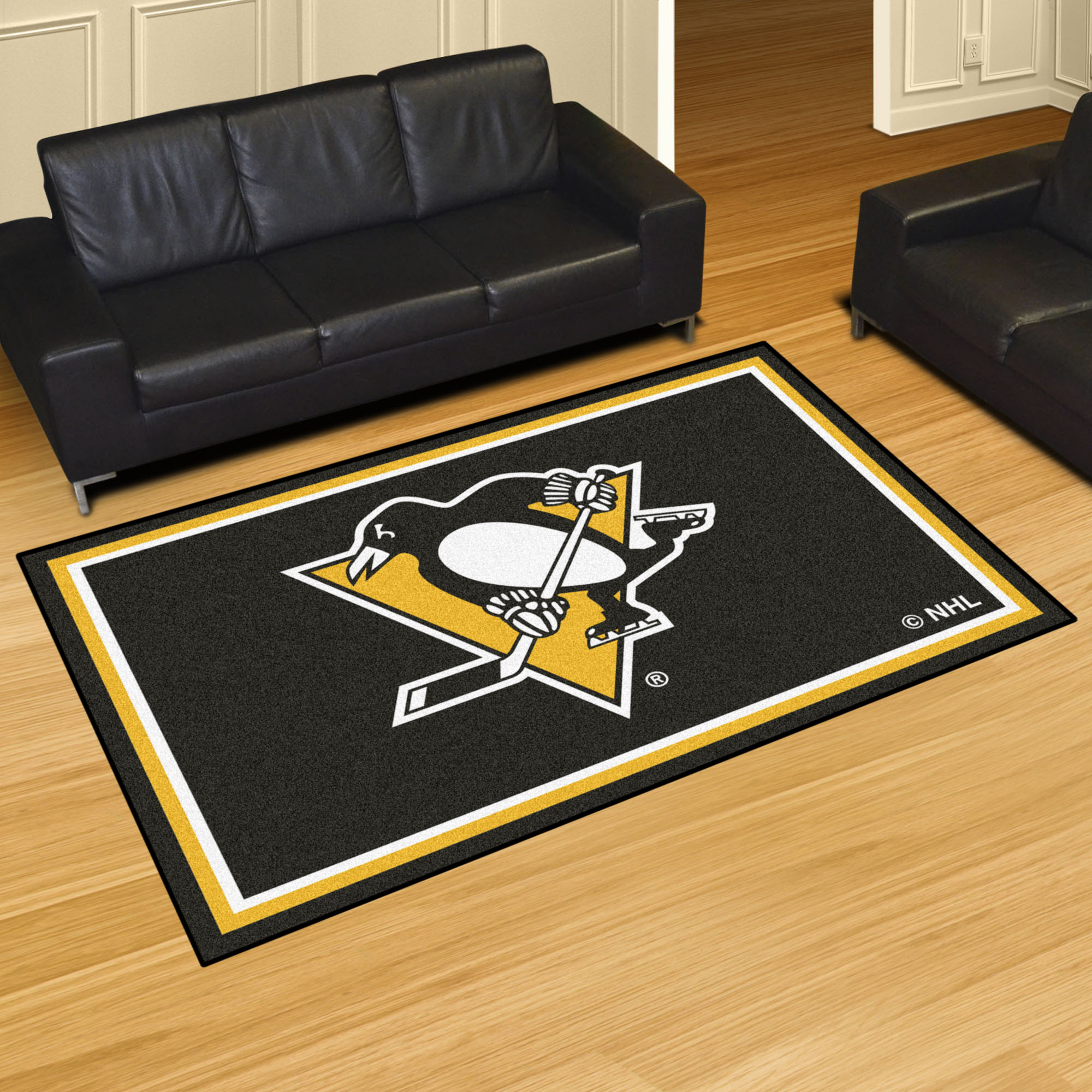Pittsburgh Penguins Area Rug â€“ Nylon 5â€™ x 8â€™