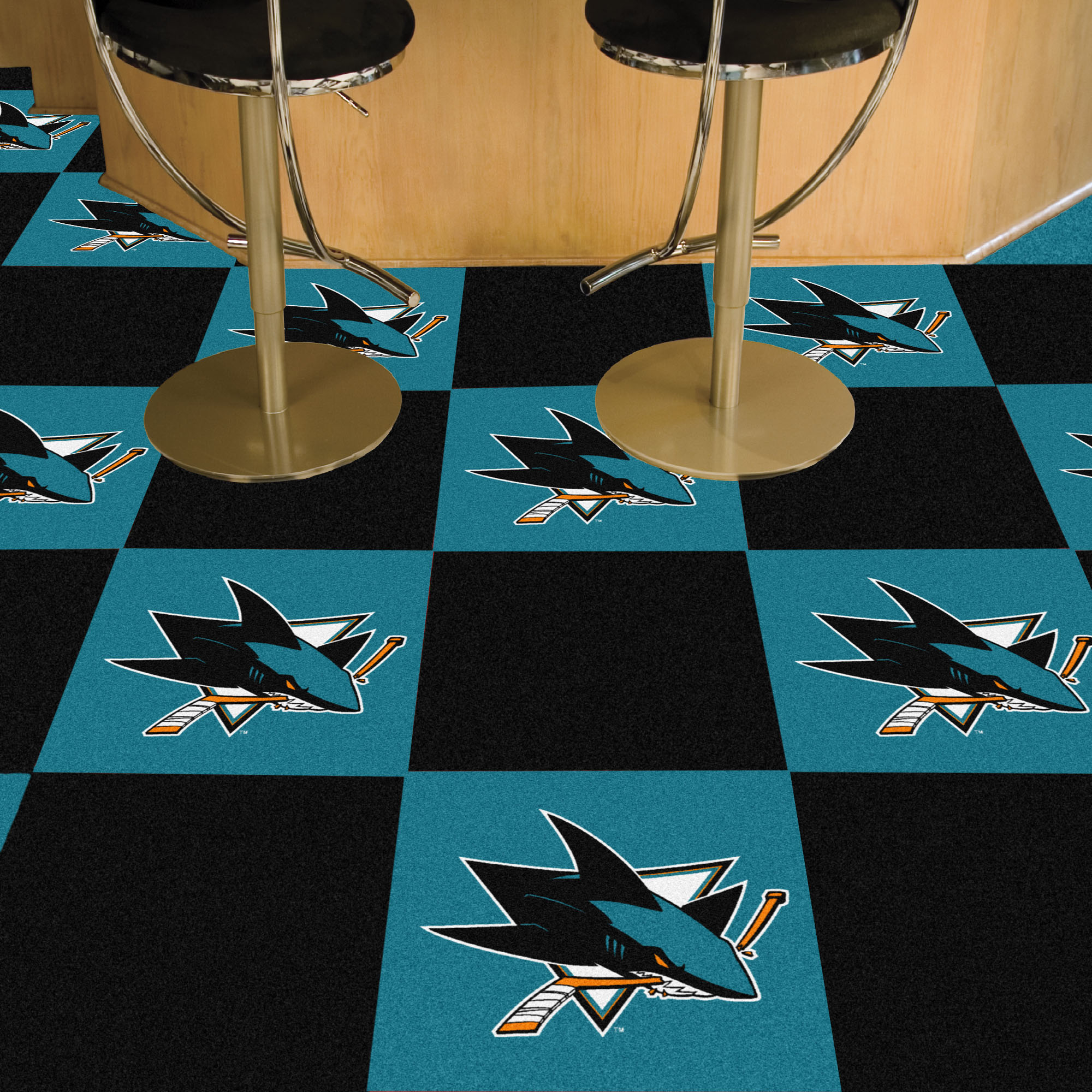 San Jose Sharks Team Carpet Tiles - 45 sq ft