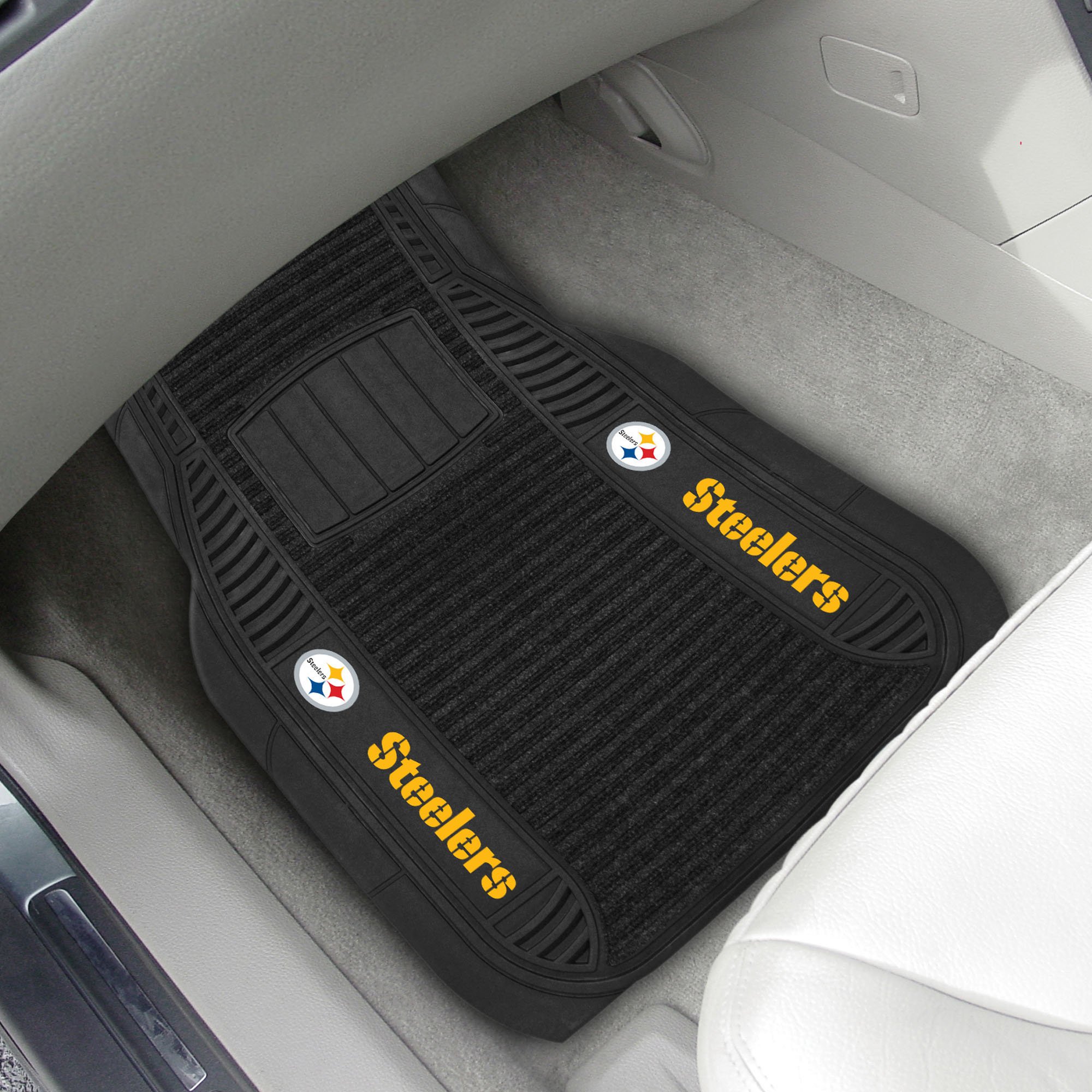 Pittsburgh Steelers Logo Deluxe Car Mat Set â€“ Vinyl & Carpet