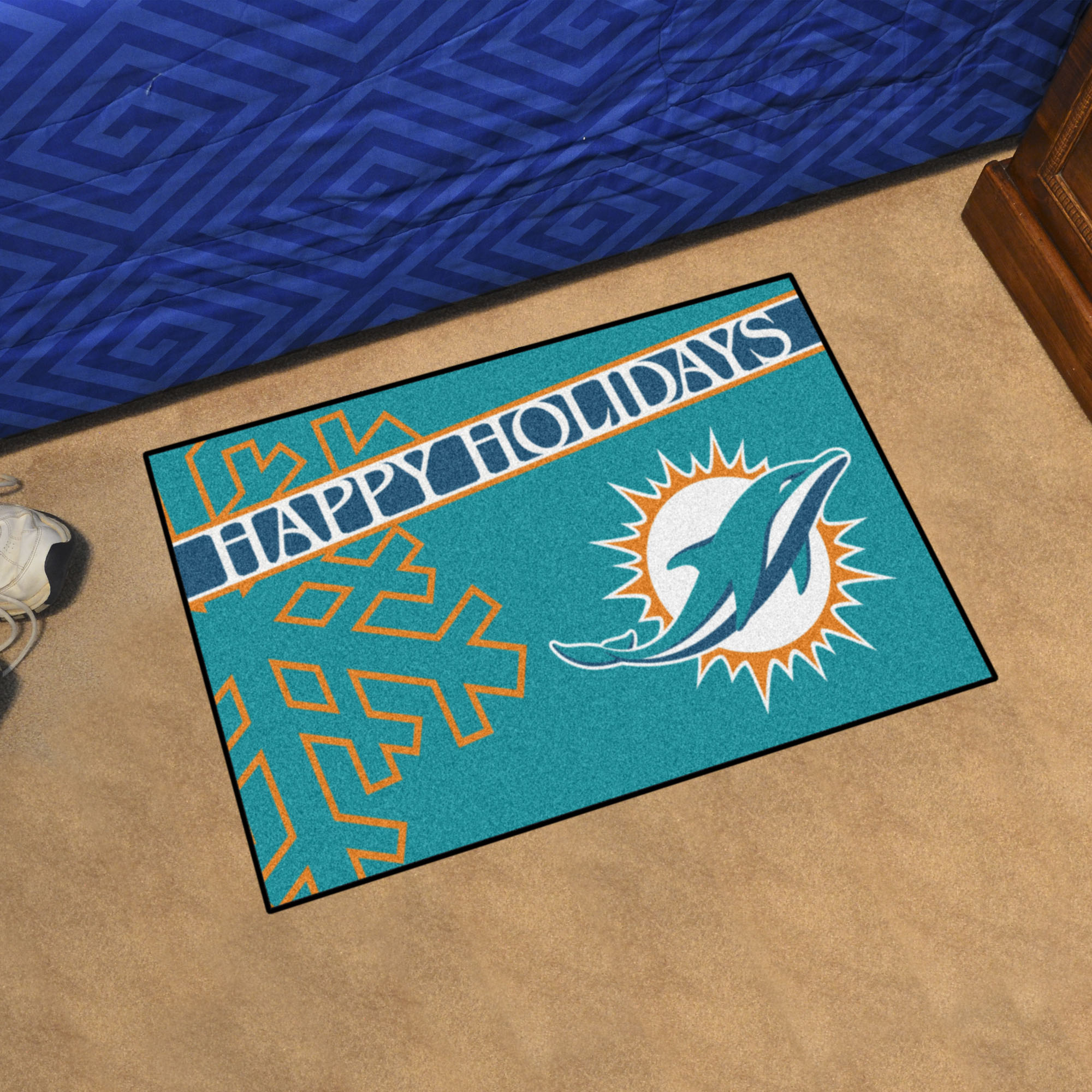 Dolphins Happy Holiday Starter Doormat - 19 x 30