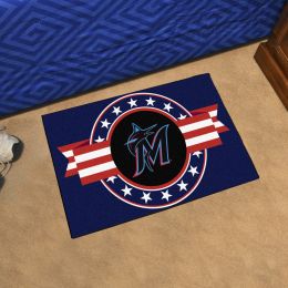 Miami Marlins Patriotic Starter Mat - 19 x 30