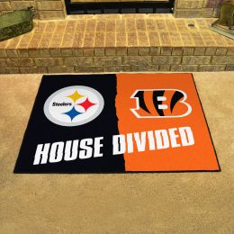 Steelers - Bengals House Divided Mat - 34 x 45
