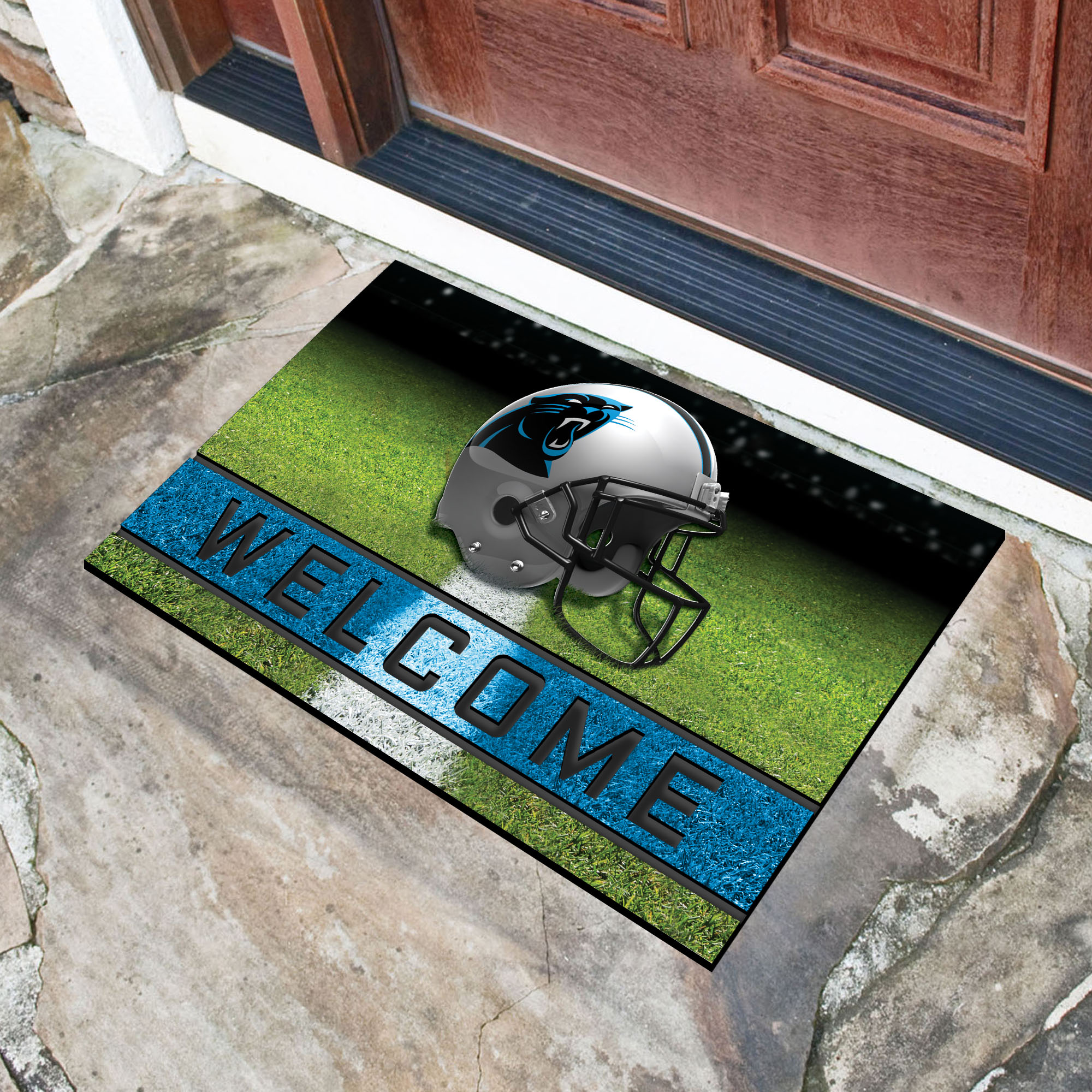 Carolina Panthers Flocked Rubber Doormat - 18 x 30