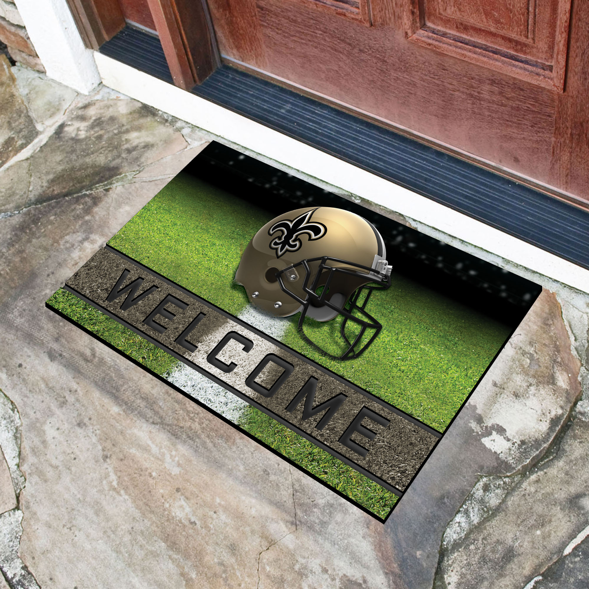 New Orleans Saints Flocked Rubber Doormat - 18 x 30
