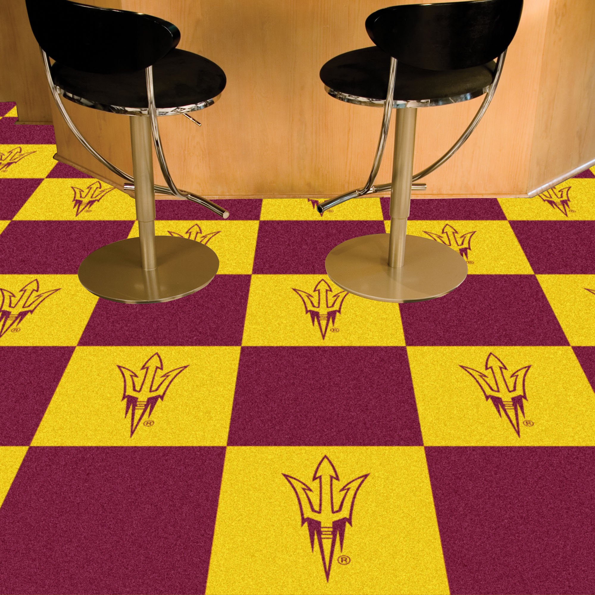 ASU Pitchfork Logo Team Carpet Tiles 45 sq ft