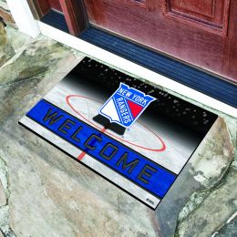 New York Rangers Flocked Rubber Doormat - 18 x 30