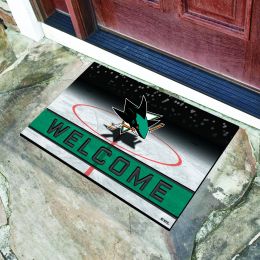 San Jose Sharks Flocked Rubber Doormat - 18 x 30