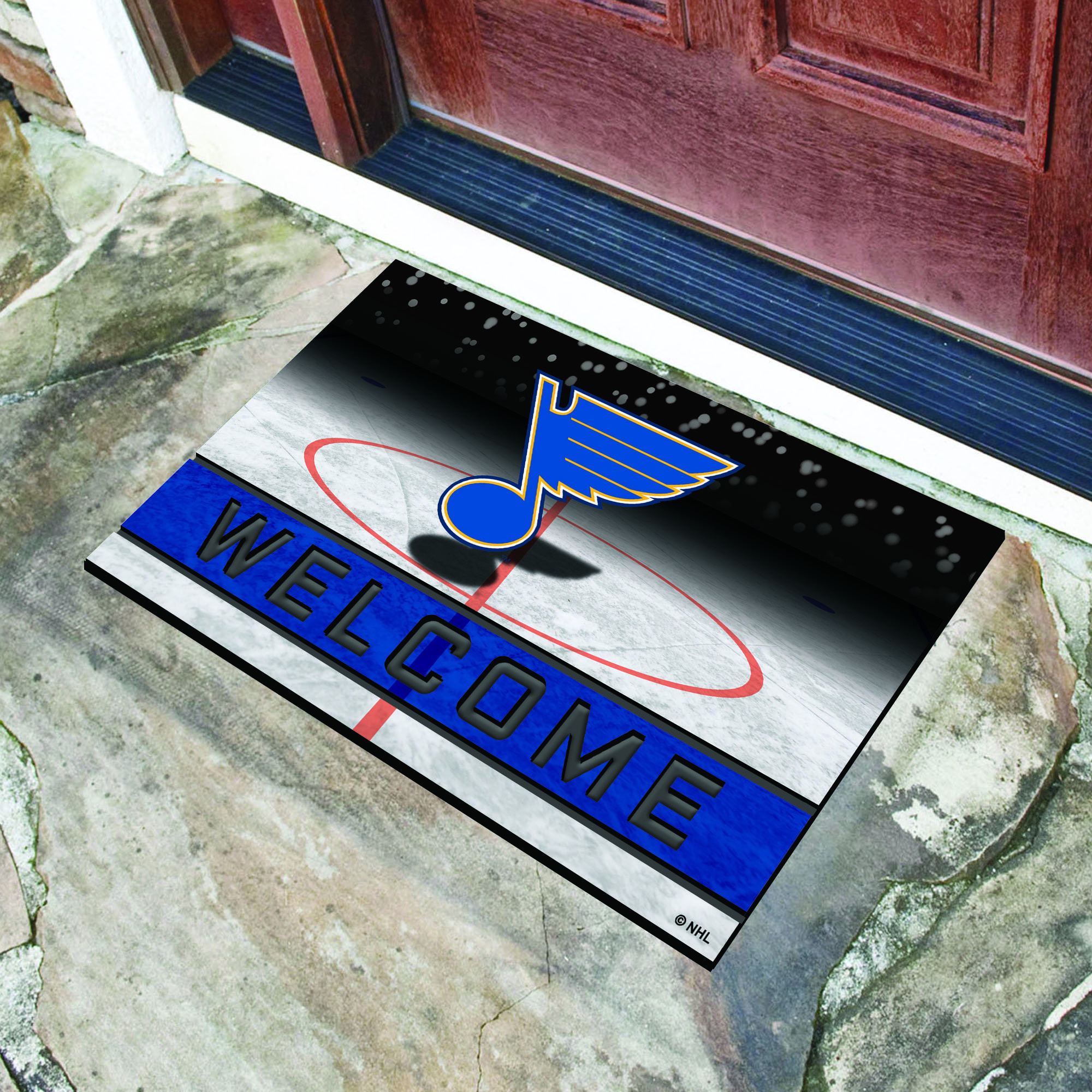 St Louis Blues Flocked Rubber Doormat - 18 x 30