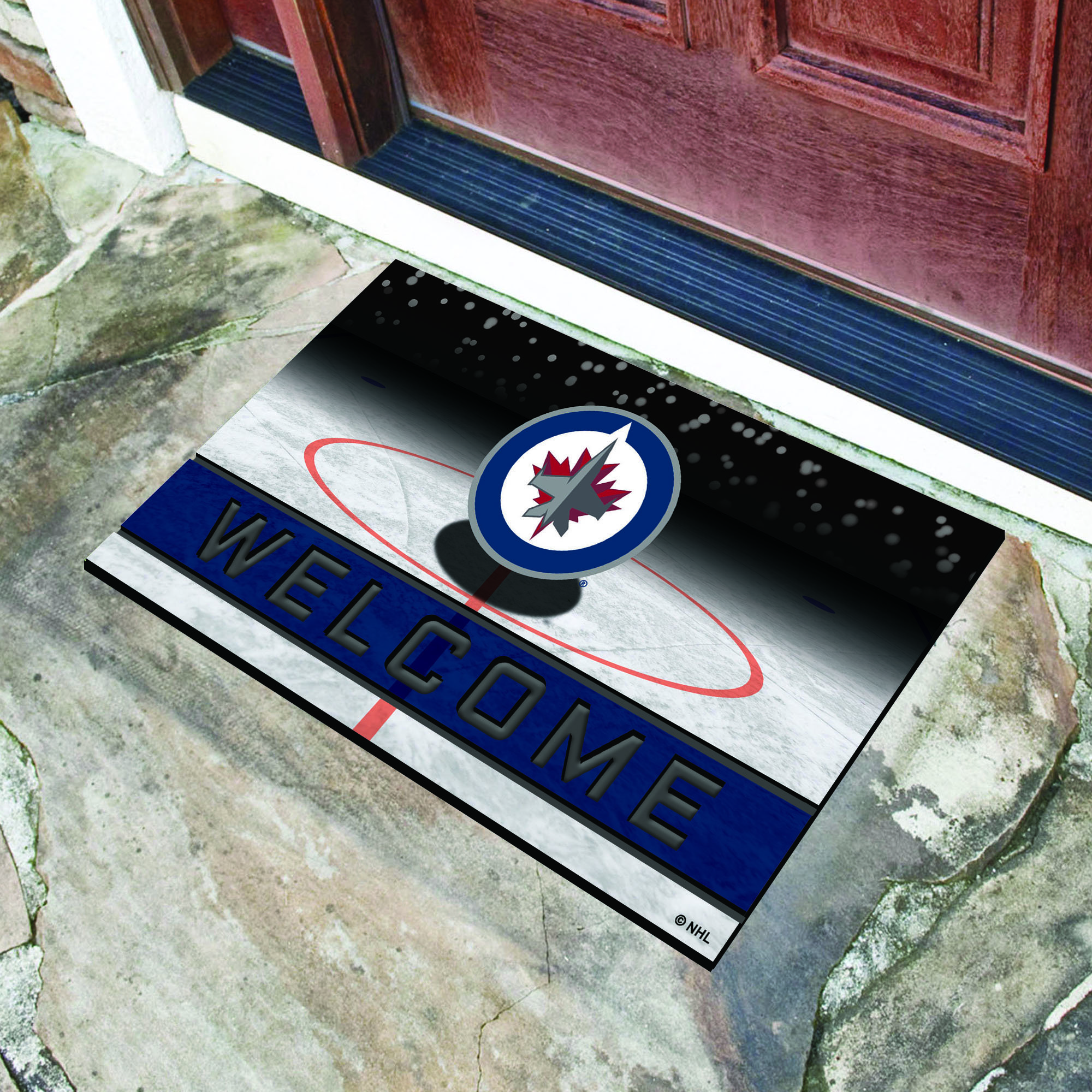 Winnipeg Jets Flocked Rubber Doormat 18 x 30
