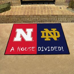 Nebraska Huskers-ND Irish House Divided Mat - 34 x 45