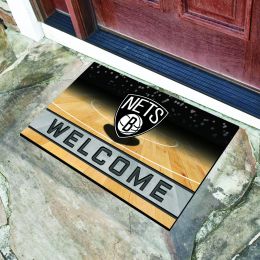 Brooklyn Nets Flocked Rubber Doormat - 18 x 30