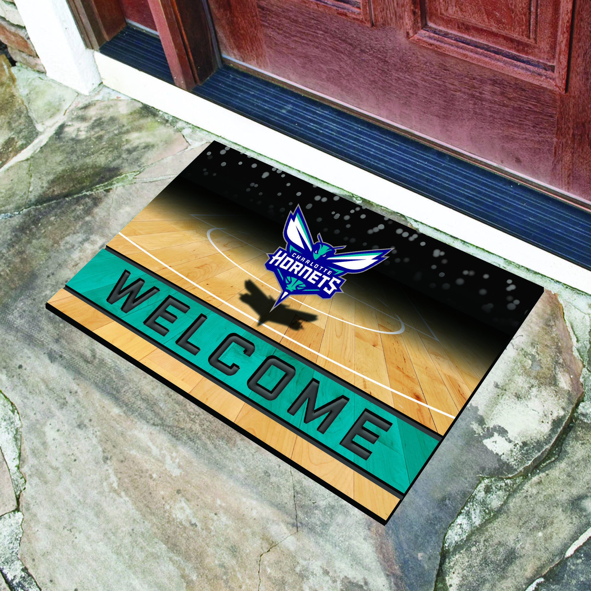 Charlotte Hornets Flocked Rubber Doormat - 18 x 30