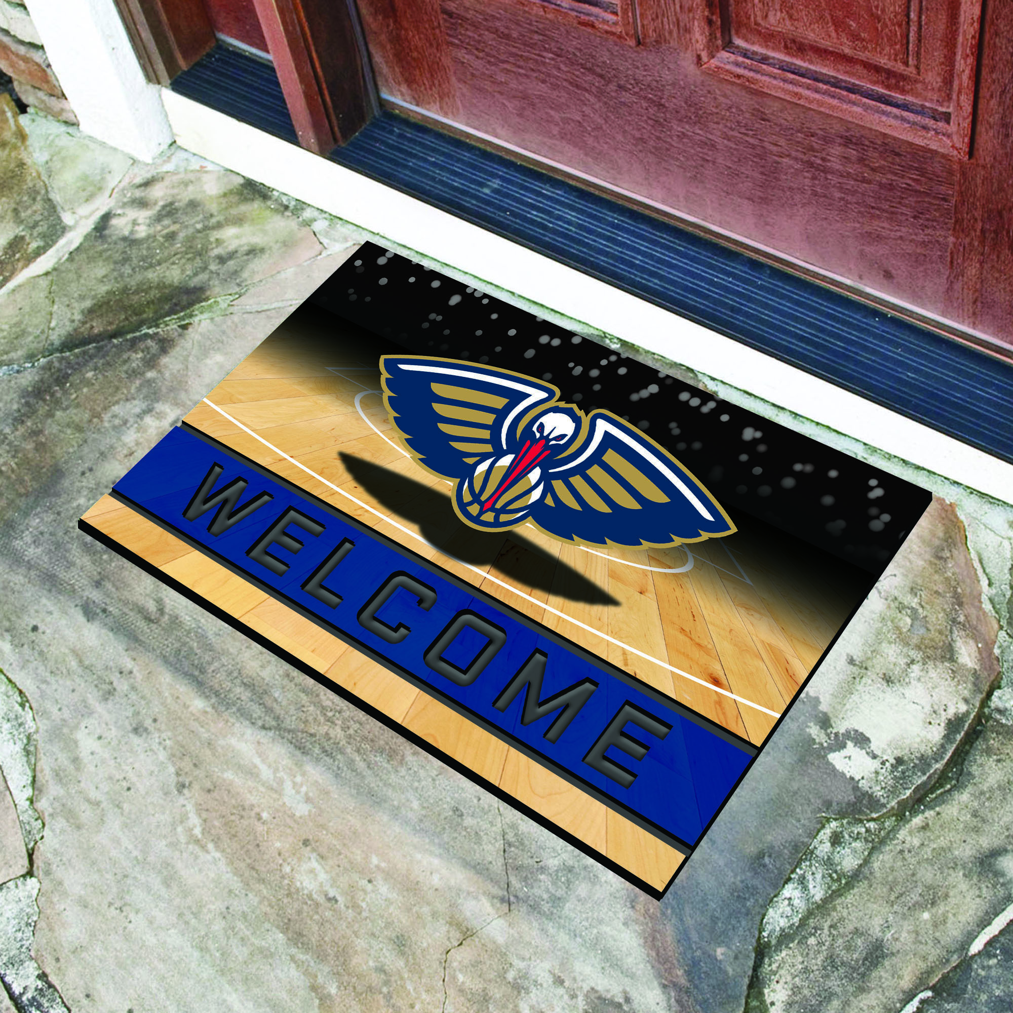 New Orleans Pelicans Flocked Rubber Doormat - 18 x 30