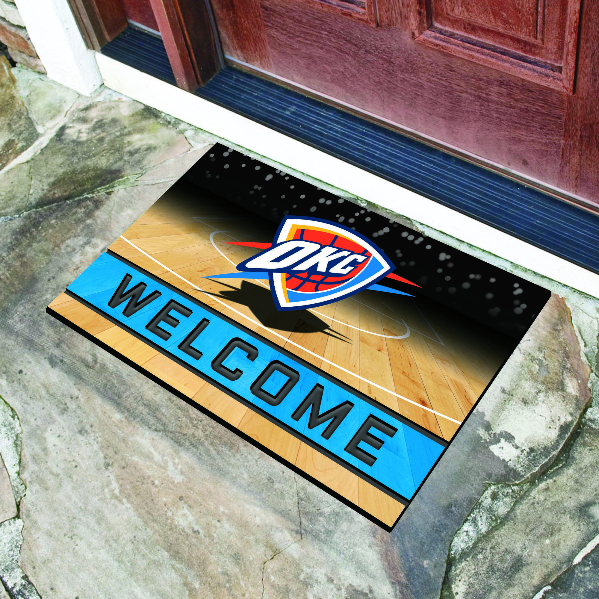 Oklahoma City Thunder Flocked Rubber Doormat - 18 x 30